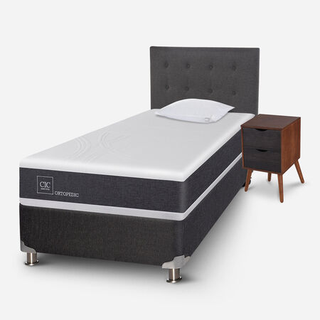 Box Spring 1,5 Plazas Ortopedic 5 Zonas + Almohada Viscoel&aacute;stica + Set &Eacute;ufrates
