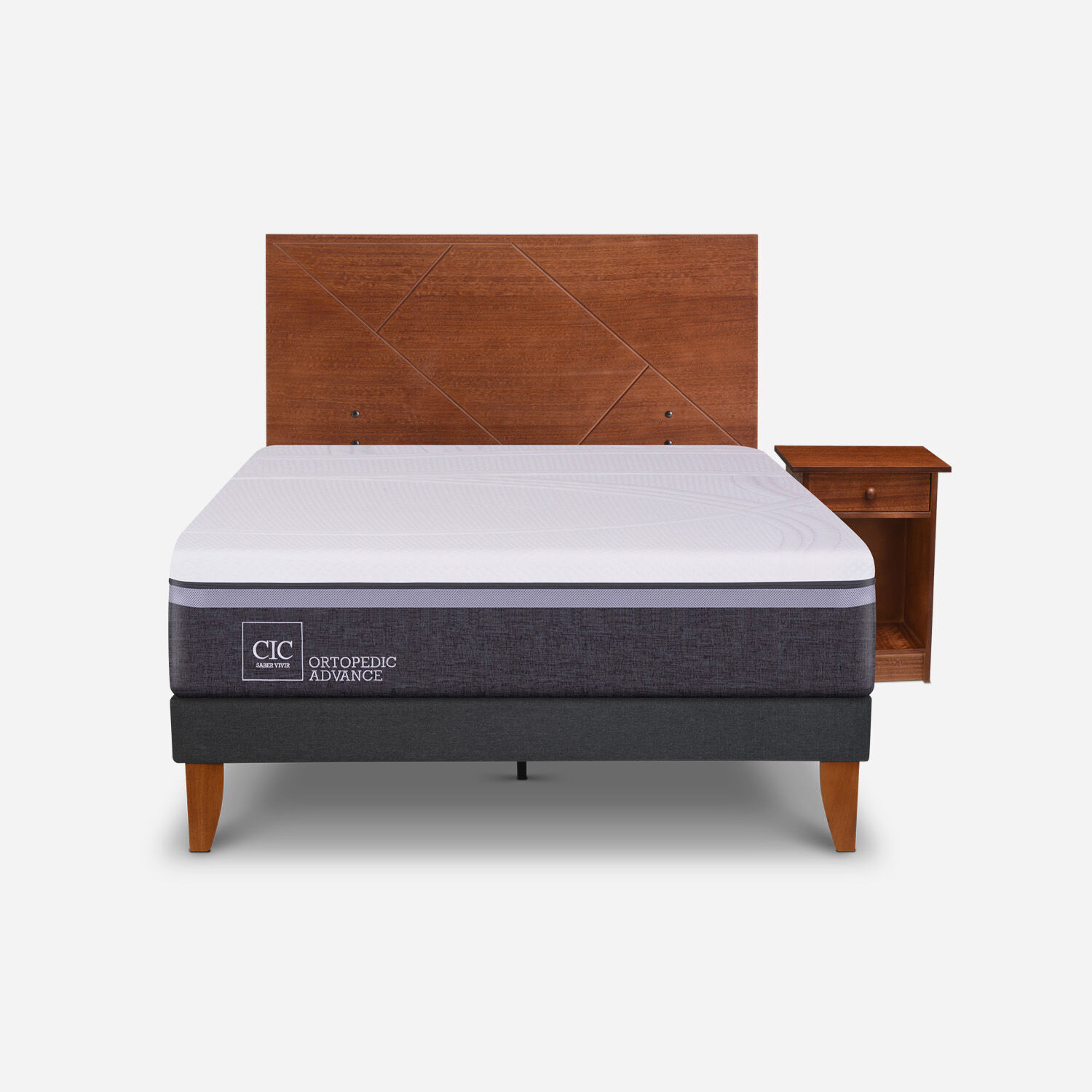 Cama Europea Curve 1,5 Plazas Ortopedic Advance + Set New Villarrica