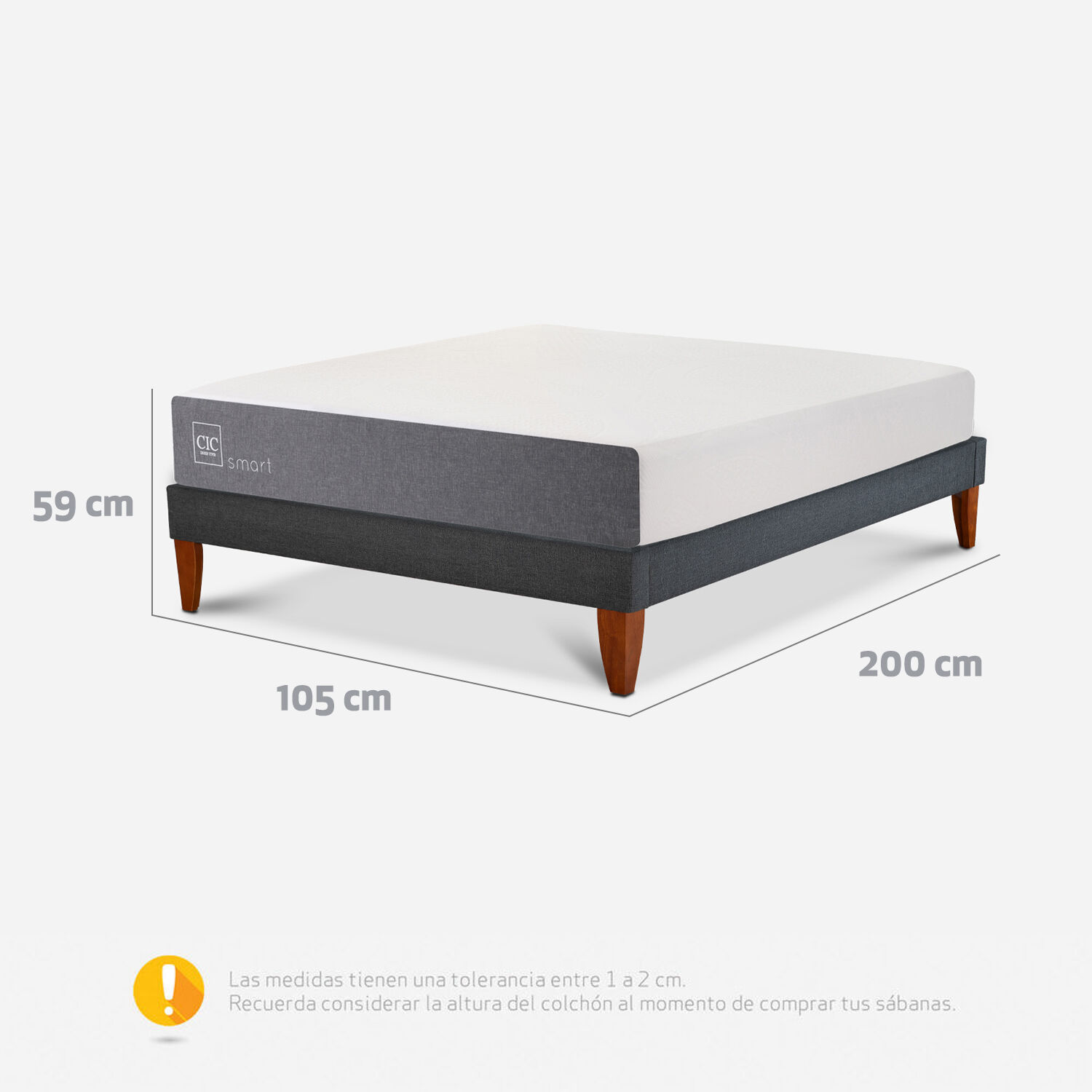 Cama Europea Box 1,5 Plazas Smart 