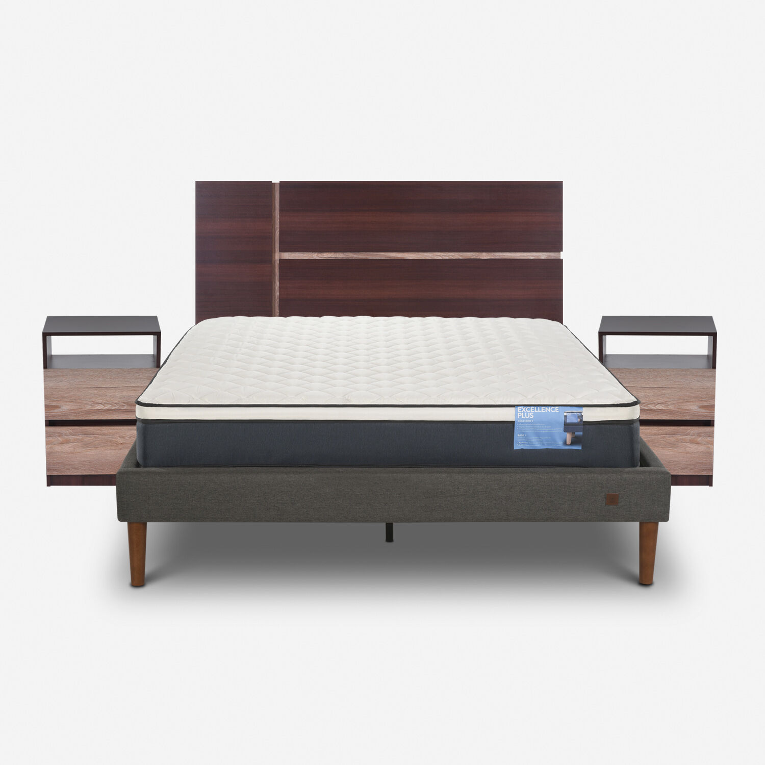 Cama Europea Curve 2 Plazas Excellence Plus + Set Enio