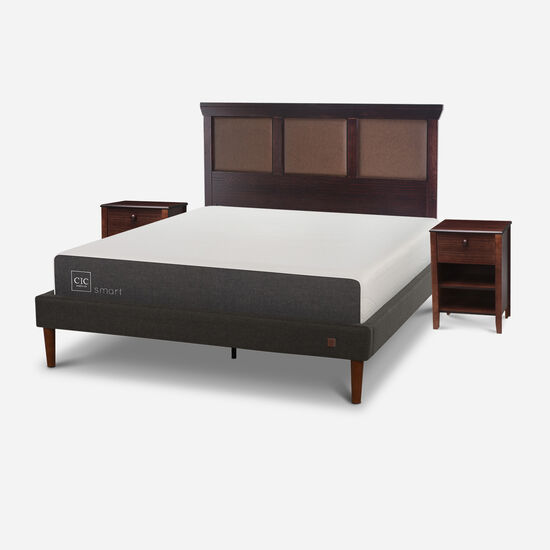 Cama Europea Curve 2 Plazas Smart + Set New Torino Choc