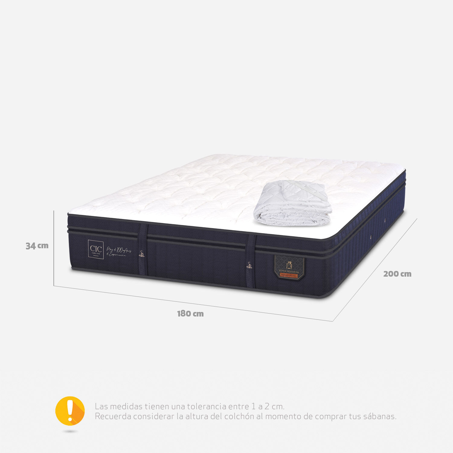 Colchón King Super Premium 180x200 + Cubrecolchón