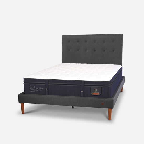 Cama Europea Curve 2 Plazas Super Premium + Respaldo Éufrates