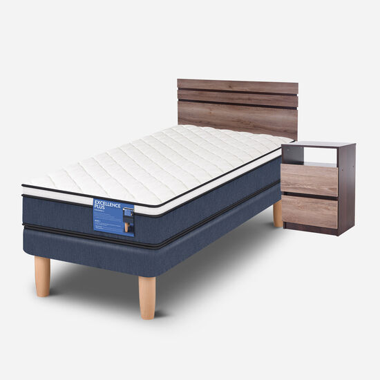 Cama Europea 1.5 Plazas Excellence Plus + Set Ares