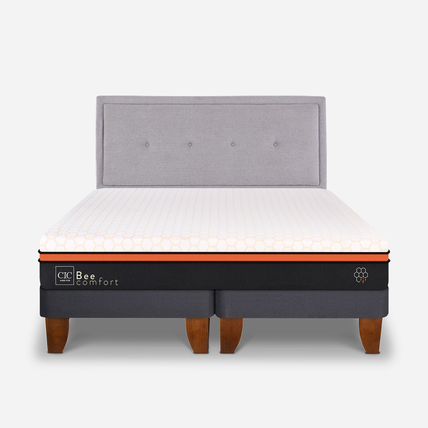 Cama Europea 2 Plazas Bee Comfort Base Dividida + Respaldo Ganges