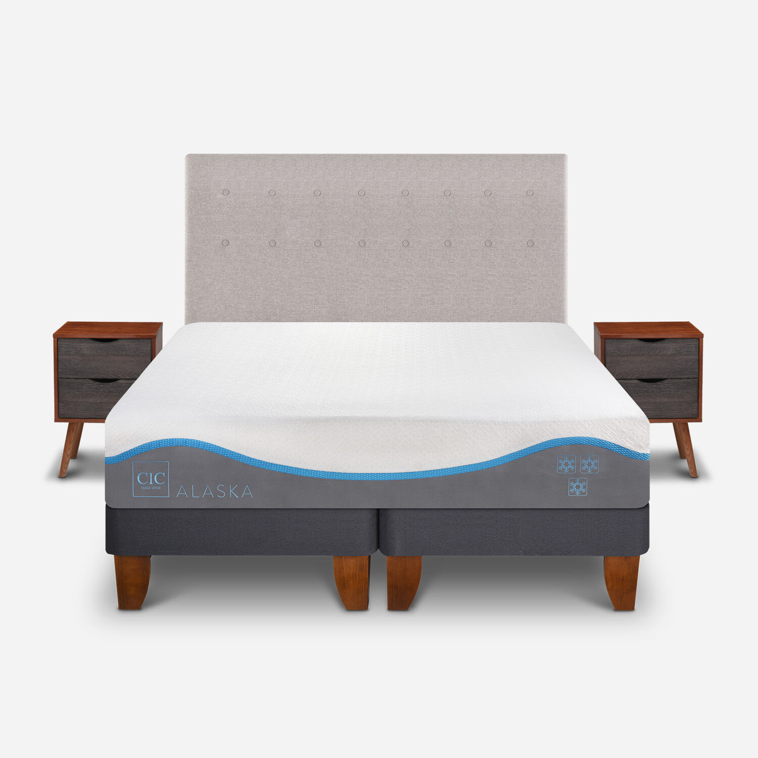 Cama Europea King Alaska + Set Tigris