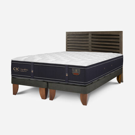 Cama Europea 2 Plazas Grand Premium Base Dividida + Respaldo Rhone
