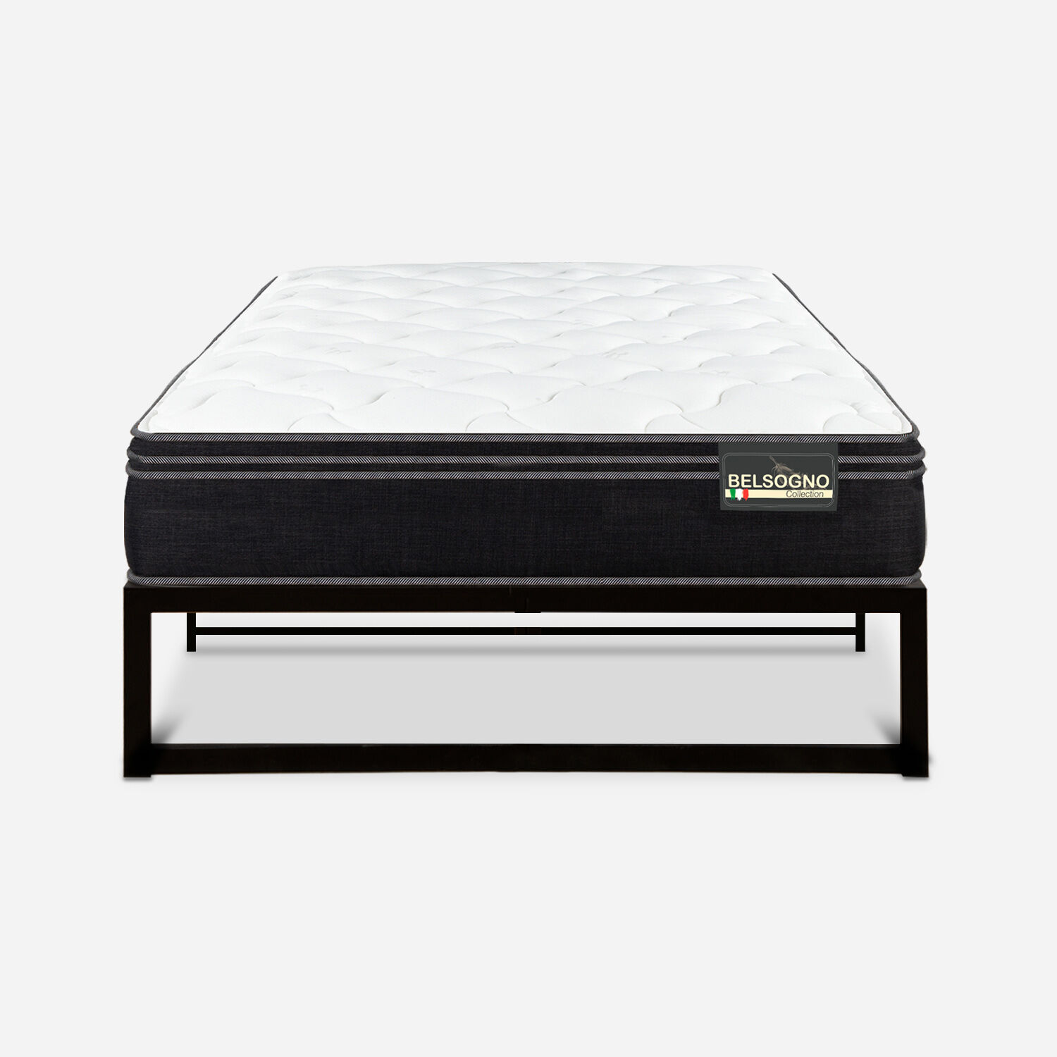 Cama Iron Smart Belsogno 1,5 Plazas Premium Black