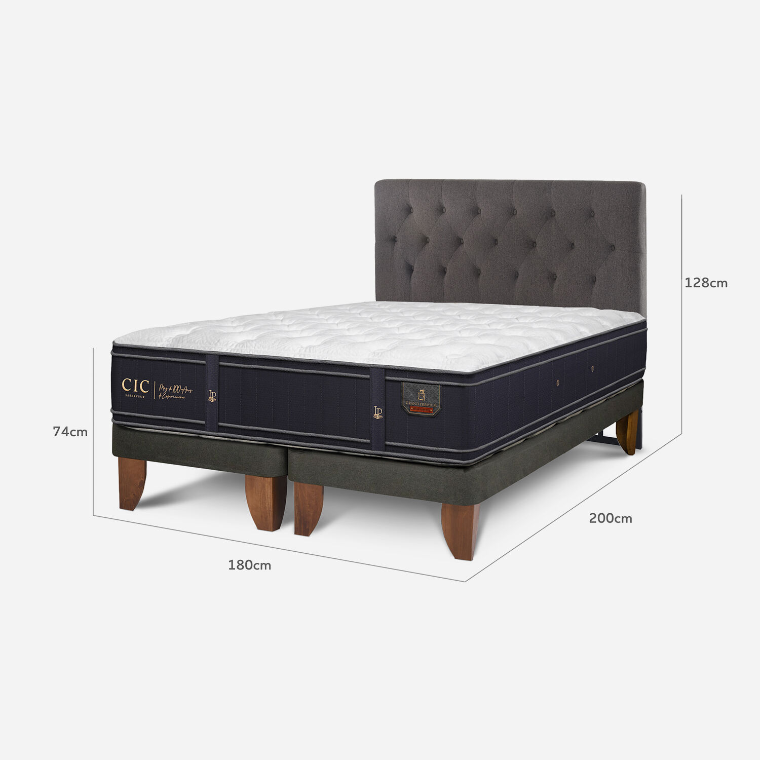 Cama Europea King Grand Premium + Respaldo Kavery