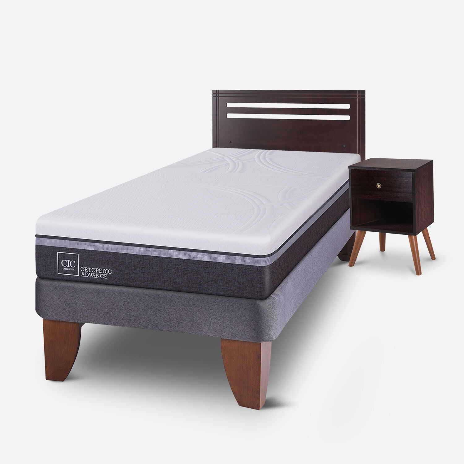 Cama Europea 1,5 Plazas Ortopedic Advance + Set Múnich Chocolate