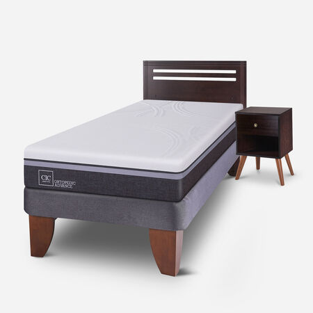 Cama Europea 1,5 Plazas Ortopedic Advance + Set Múnich Chocolate