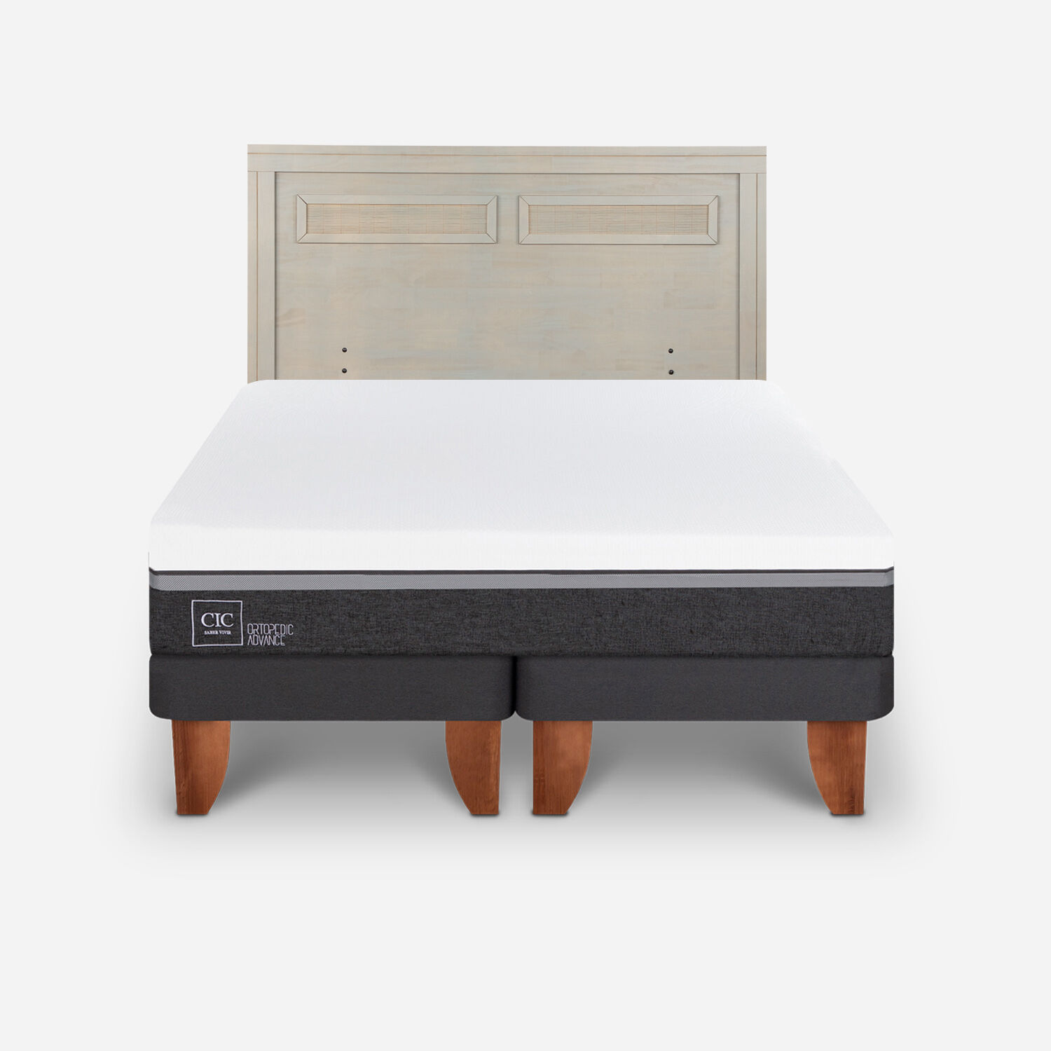 Cama Europea 2 Plazas Ortopedic Advance Base Dividida + Respaldo Mil&aacute;n Alpino