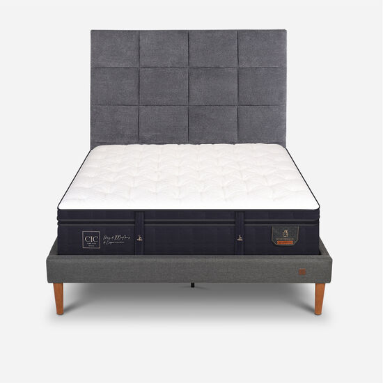 Cama Europea Curve 2 Plazas Super Premium + Respaldo Támesis