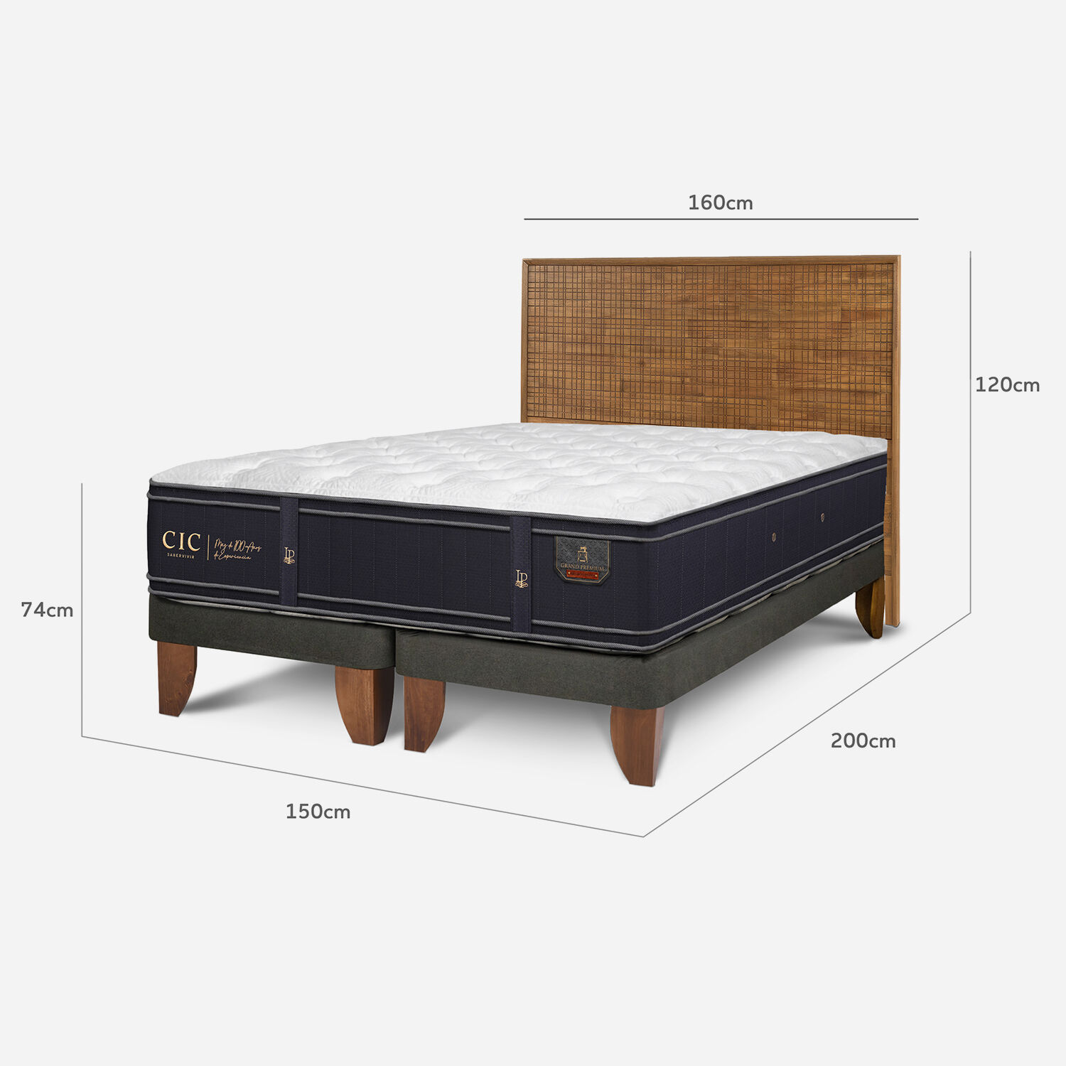 Cama Europea 2 Plazas Grand Premium Base Dividida + Respaldo Adria