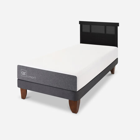 Cama Europea 1 Plaza Smart + Respaldo Dubl&iacute;n Negro