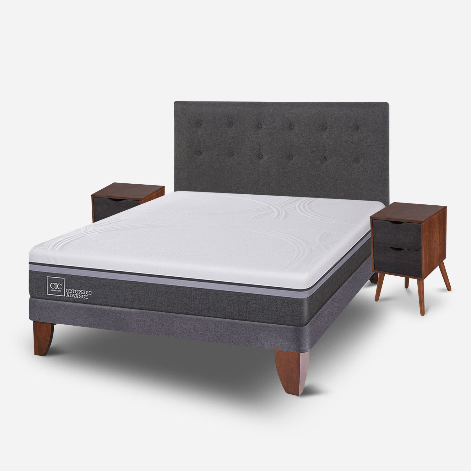 Cama Europea 2 Plazas Ortopedic Advance Base Normal + Set &Eacute;ufrates