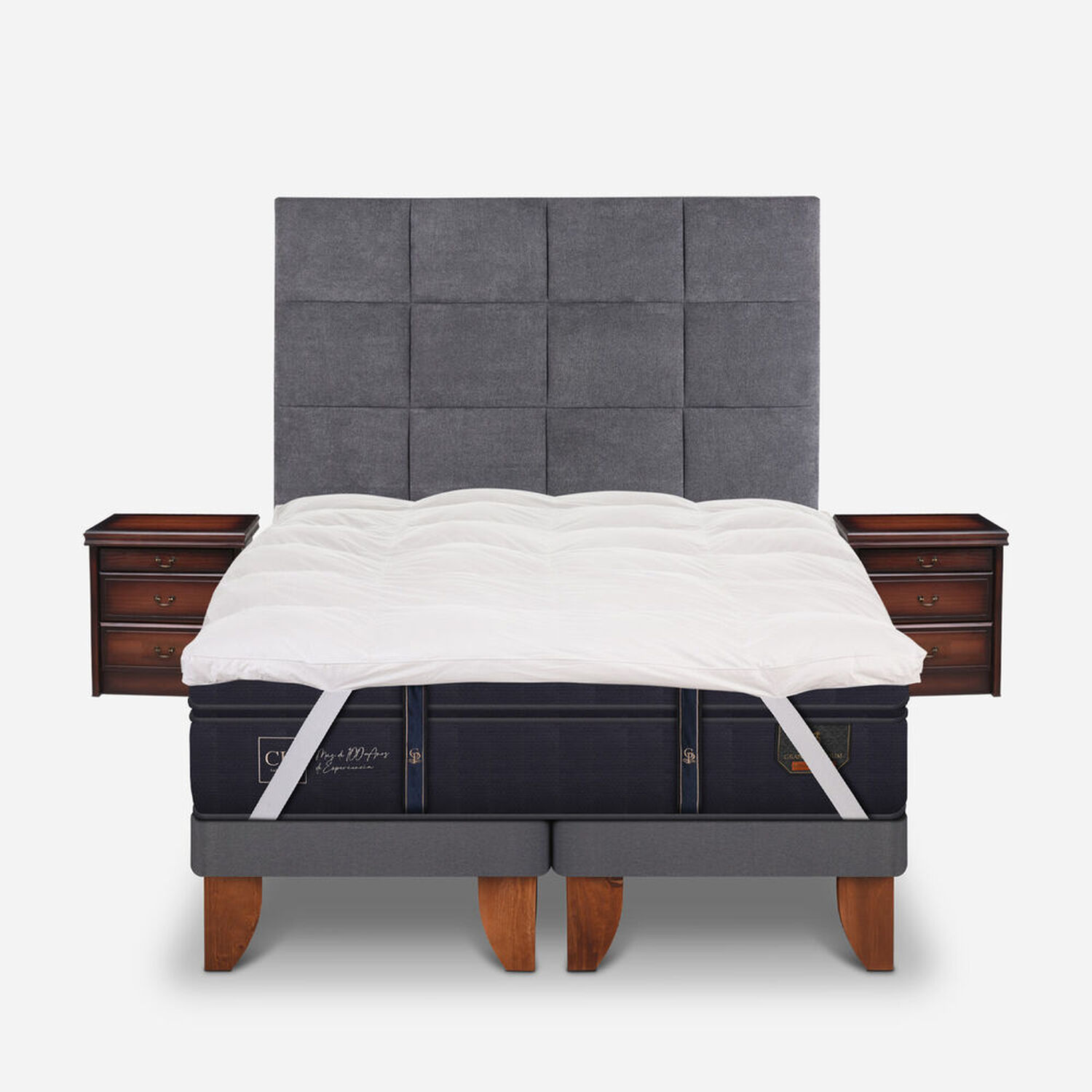 Cama Europea Super King Grand Premium + Set T&aacute;mesis + Topper
