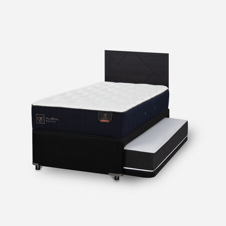 Cama Nido Div&aacute;n Premium + Respaldo Villarrica Negro