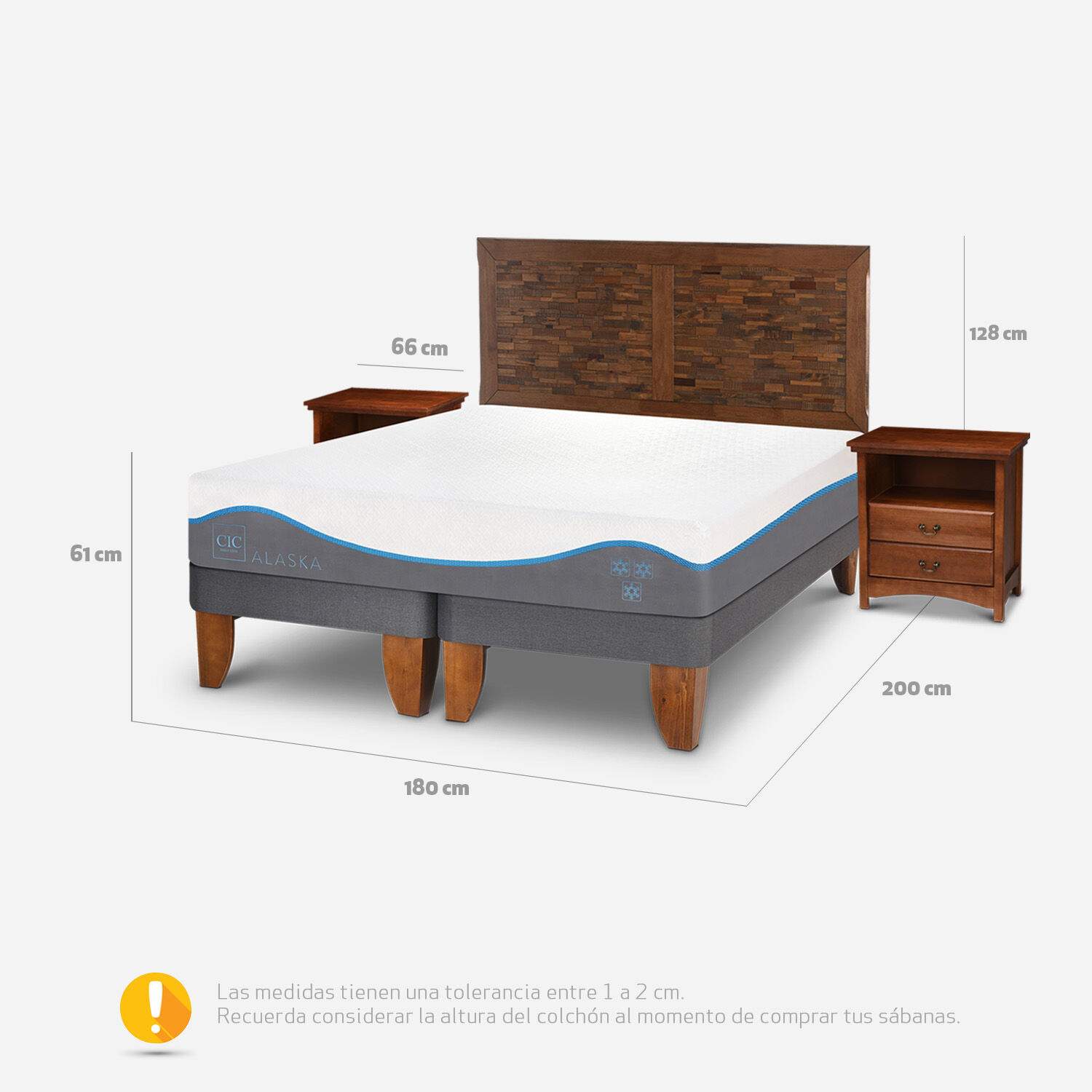 Cama Europea King Alaska + Set Antique