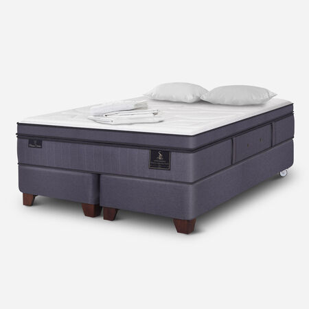 Box Spring King Super Premium + S&aacute;banas + Almohadas