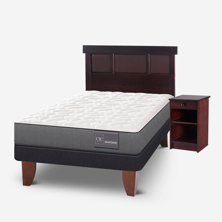 Cama Europea 1,5 Plazas Anatomic + Set Dubl&iacute;n Chocolate
