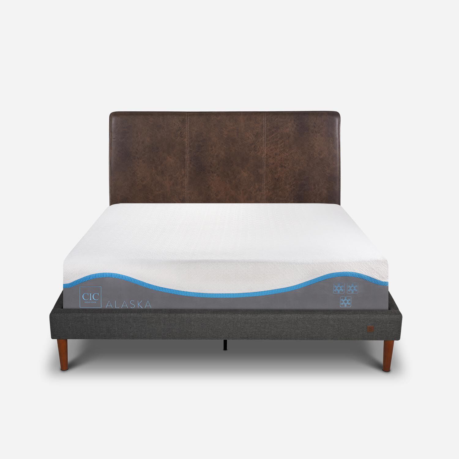 Cama Europea Curve 2 Plazas Alaska + Respaldo Baker