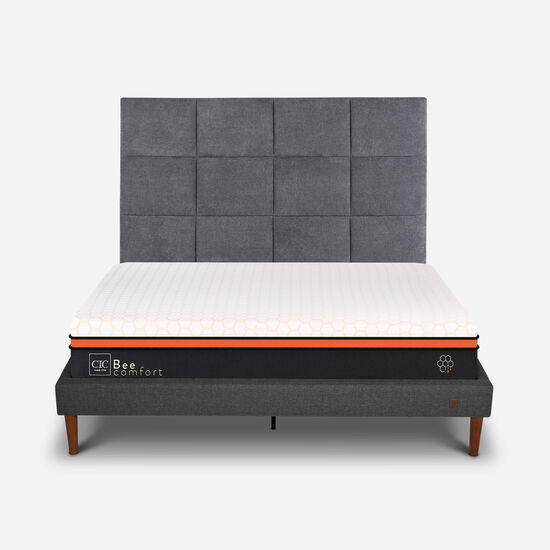 Cama Europea Curve 2 Plazas Bee Comfort + Respaldo Támesis
