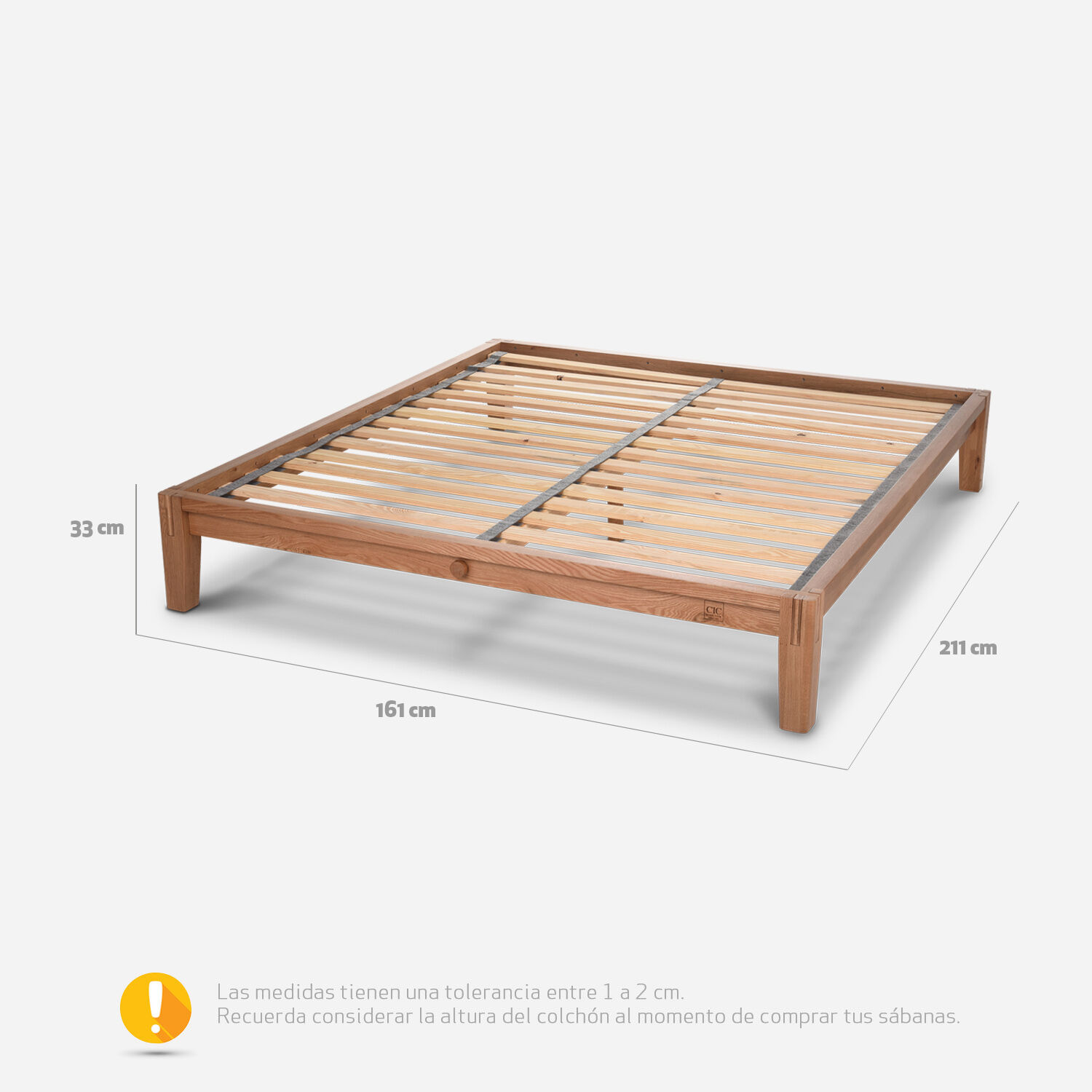 Base 2 Plazas Oak 150 x 200 Cm.