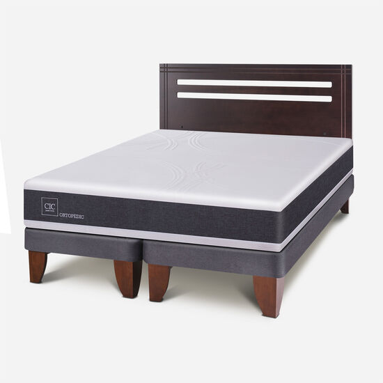 Cama Europea 2 Plazas Base Dividida Ortopedic + Respaldo Múnich