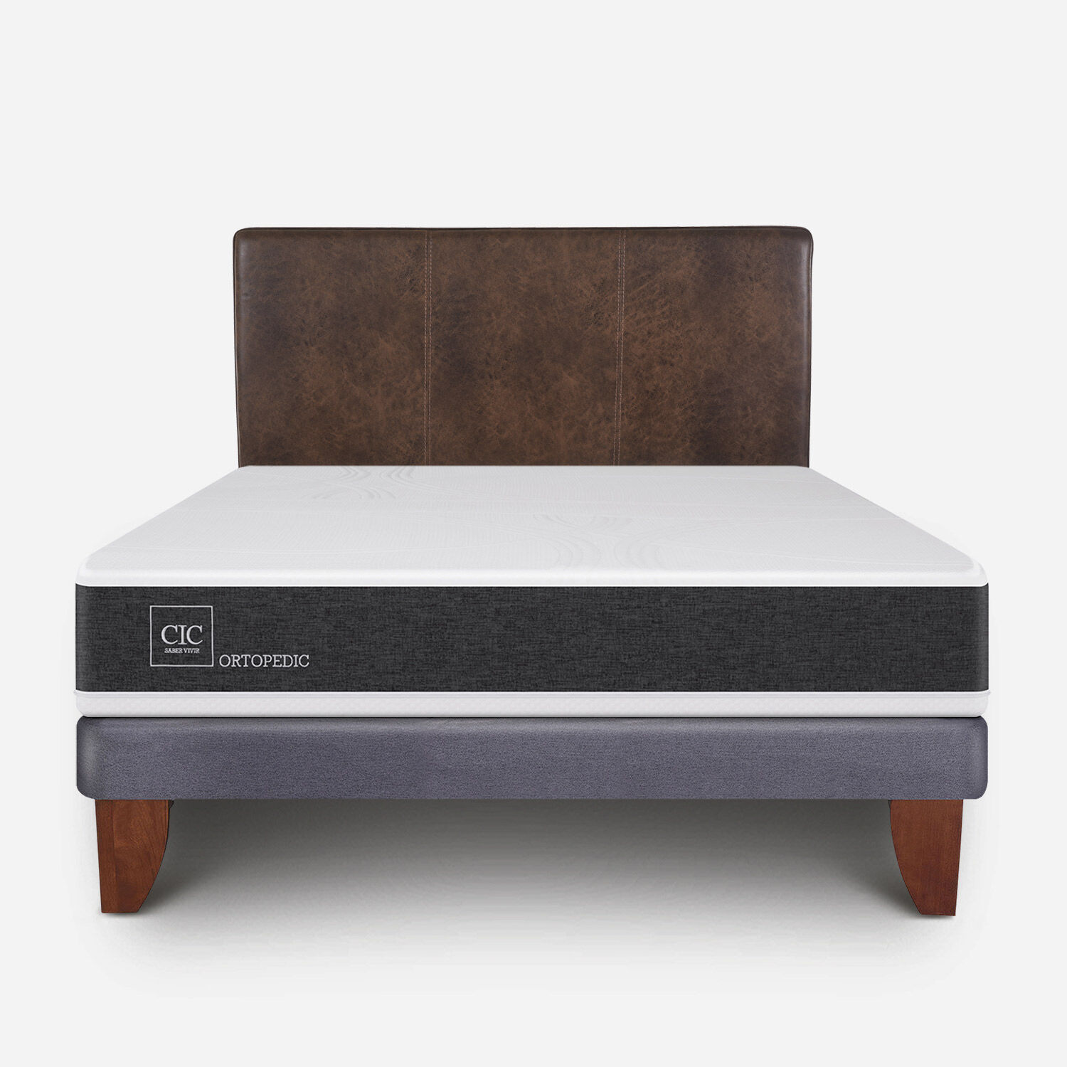 Cama Europea 2 Plazas Ortopedic Base Normal + Respaldo Baker