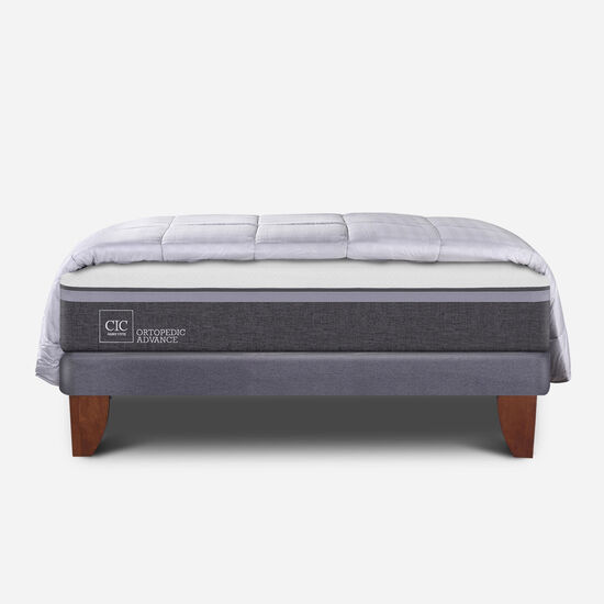 Cama Europea 2 Plazas Ortopedic Advance Base Normal + Plumón