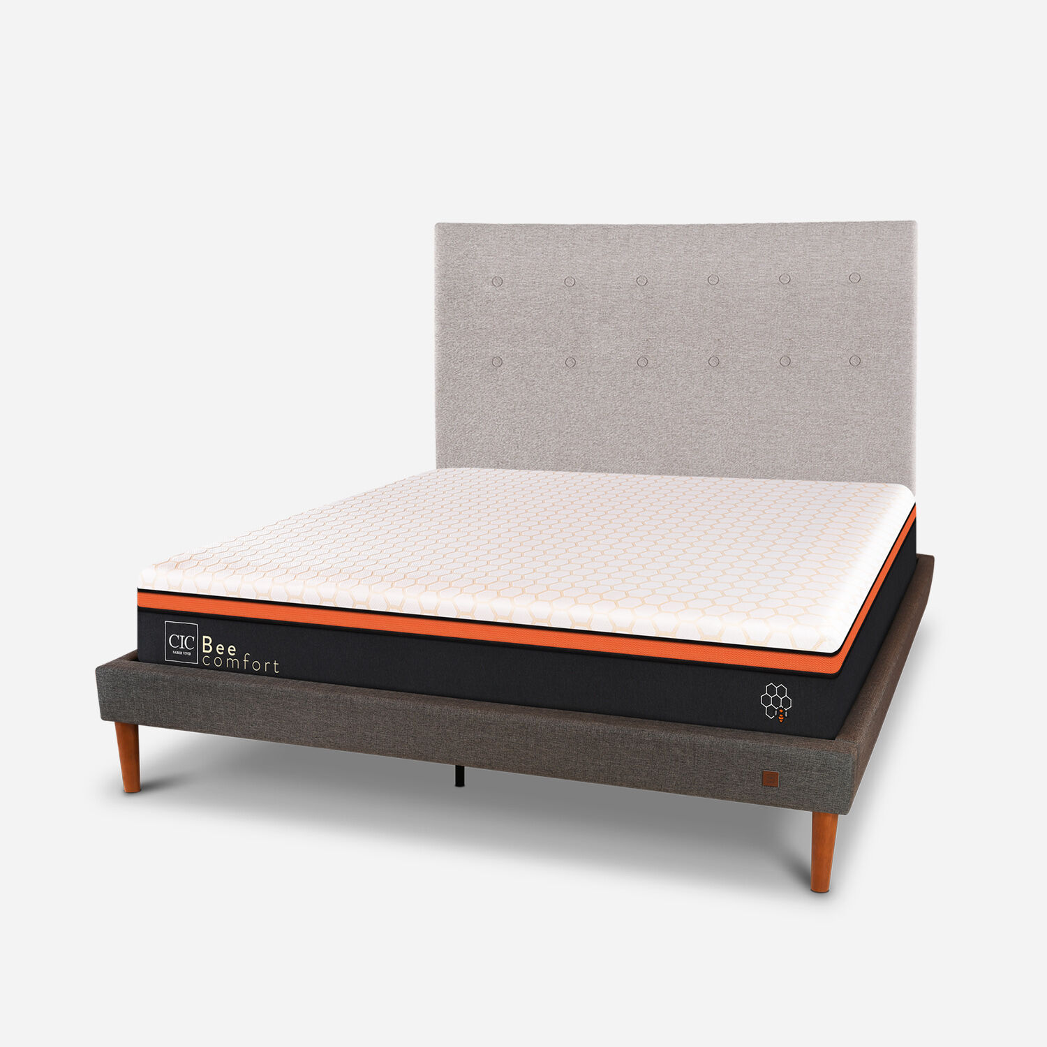 Cama Europea Curve 2 Plazas Bee Comfort + Respaldo Tigris