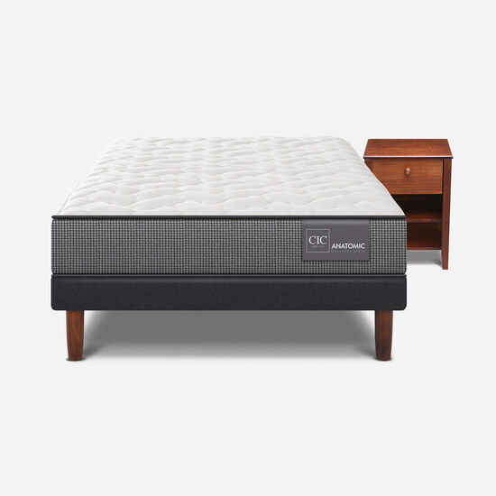 Cama Europea 1.5 Plazas Anatomic + Velador New Torino Caramel