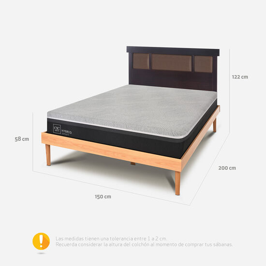 Cama 2 Plazas Hybrid + Respaldo New Dublín Choc