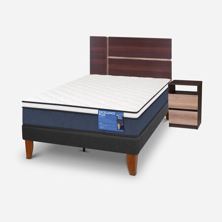 Cama Europea Curve 1,5 Plazas Excellence Plus + Set Enio
