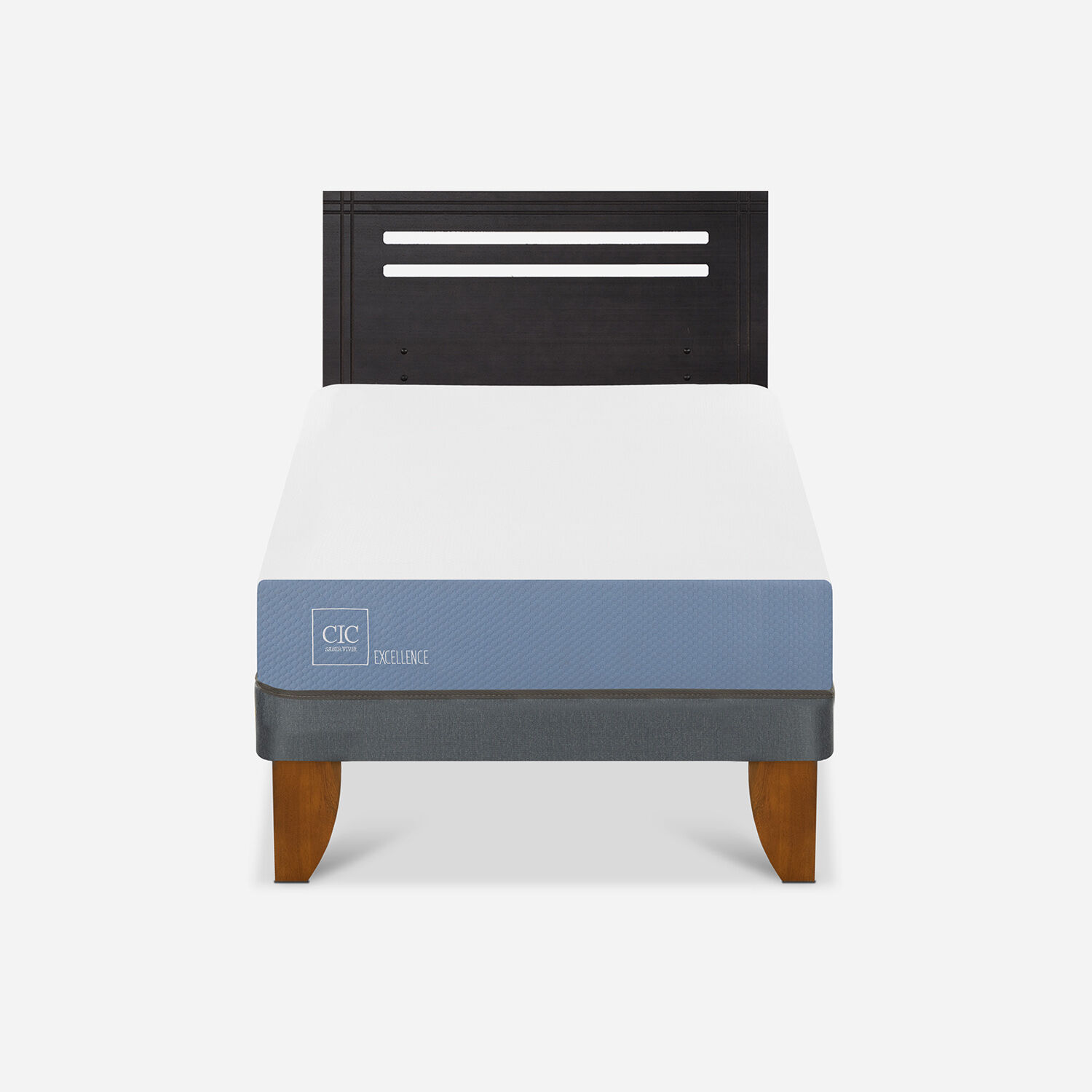 Cama Europea 1,5 Plazas Excellence + Respaldo M&uacute;nich Negro