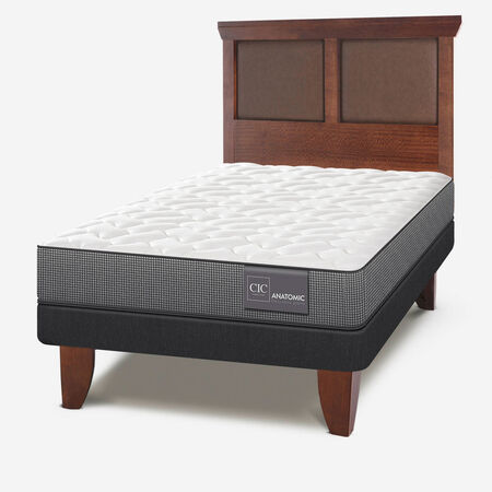 Cama Europea 1,5 Plazas Anatomic + Respaldo Torino Caramel