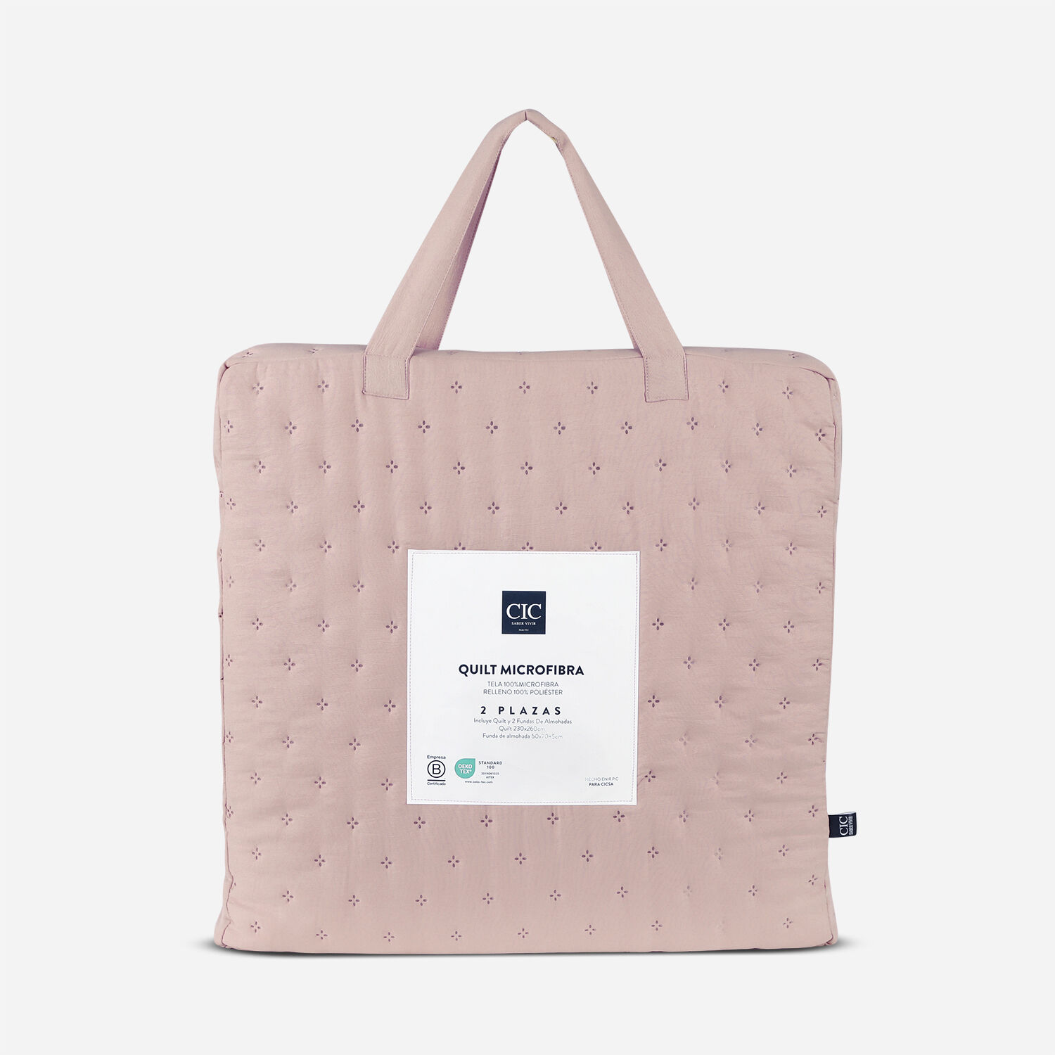 Quilt 2 Plazas Microfibra Rosa
