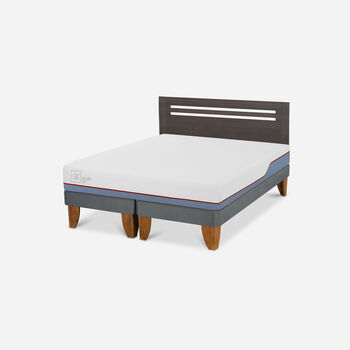Cama Europea 2 Plazas Excellence Base Dividida + Respaldo Múnich Gris