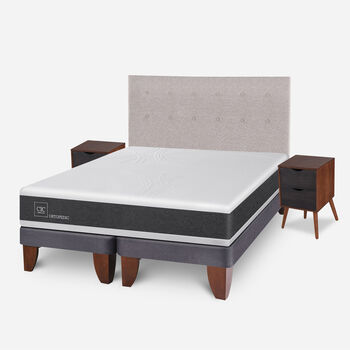 Cama Europea 2 Plazas Ortopedic Base Dividida + Set Tigris