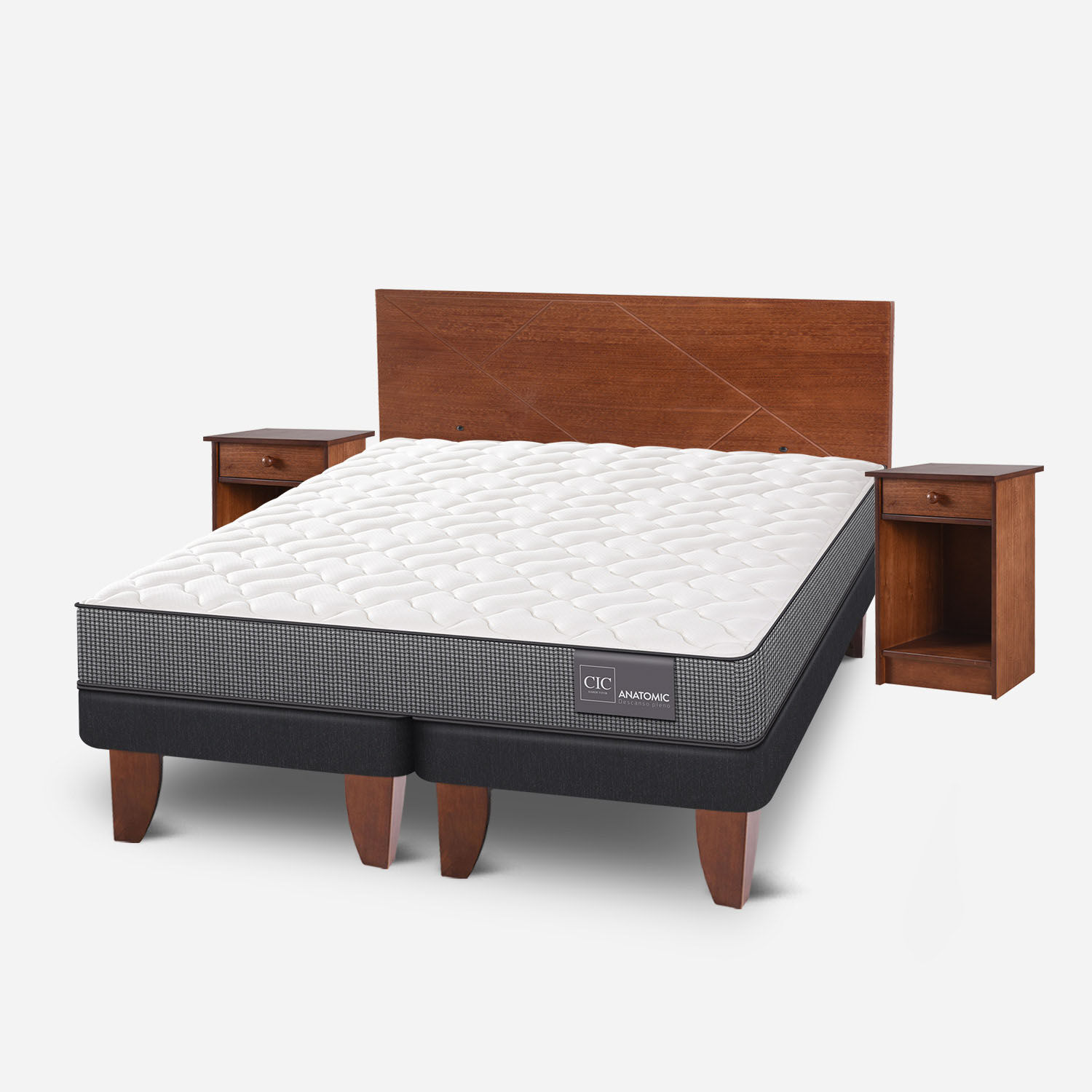 Cama Europea 2 Plazas Anatomic Base Dividida + Set Villarrica