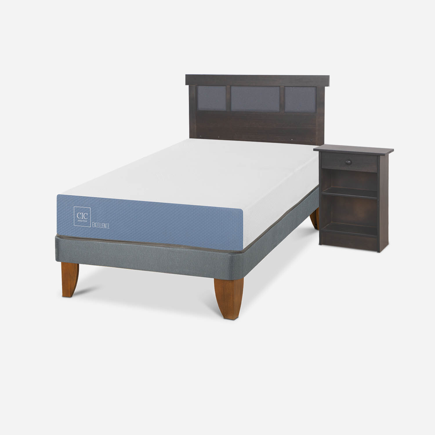 Cama Europea 1,5 Plazas Excellence Set Dublín Gris