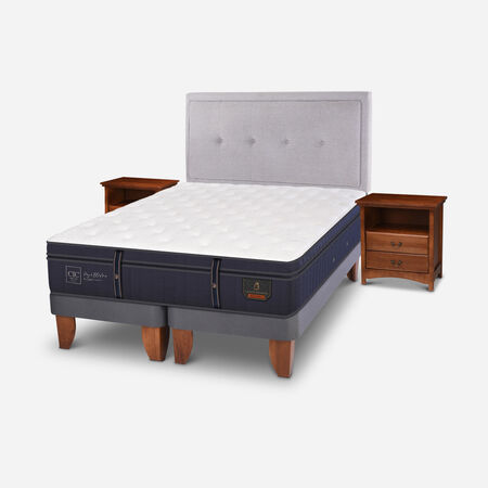 Cama Europea 2 Plazas Grand Premium Base Dividida + Set Ganges