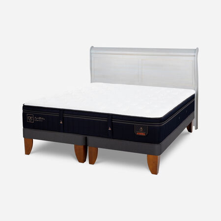 Cama Europea 2 Plazas Super Premium Base Dividida + Respaldo Miró Alpino