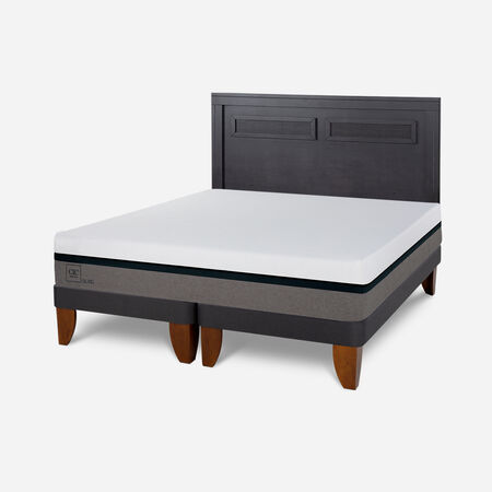 Cama Europea 2 Plazas Balance Base Dividida + Respaldo Milán Negro