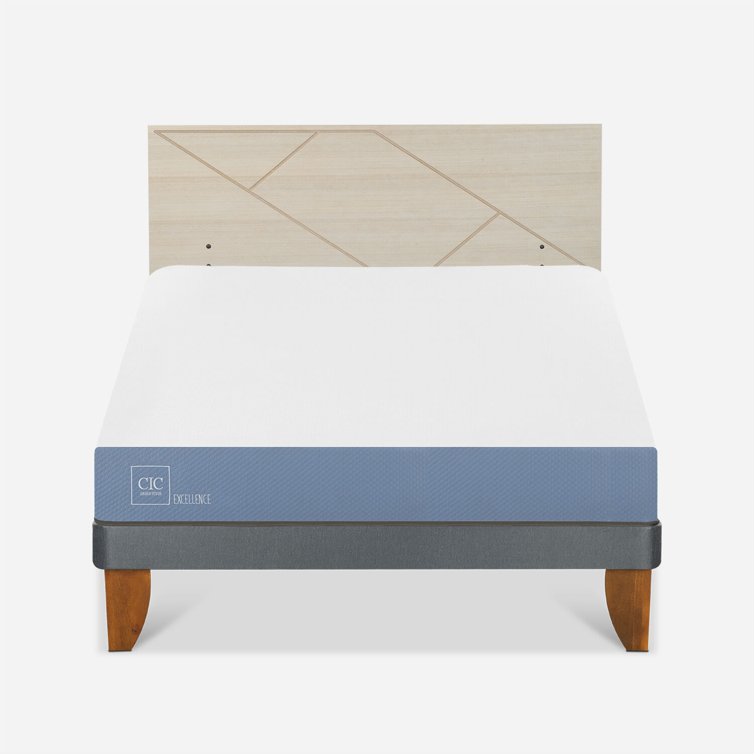 Cama Europea 2 Plazas Excellence Base Normal + Respaldo + Respaldo Villarrica Alpino