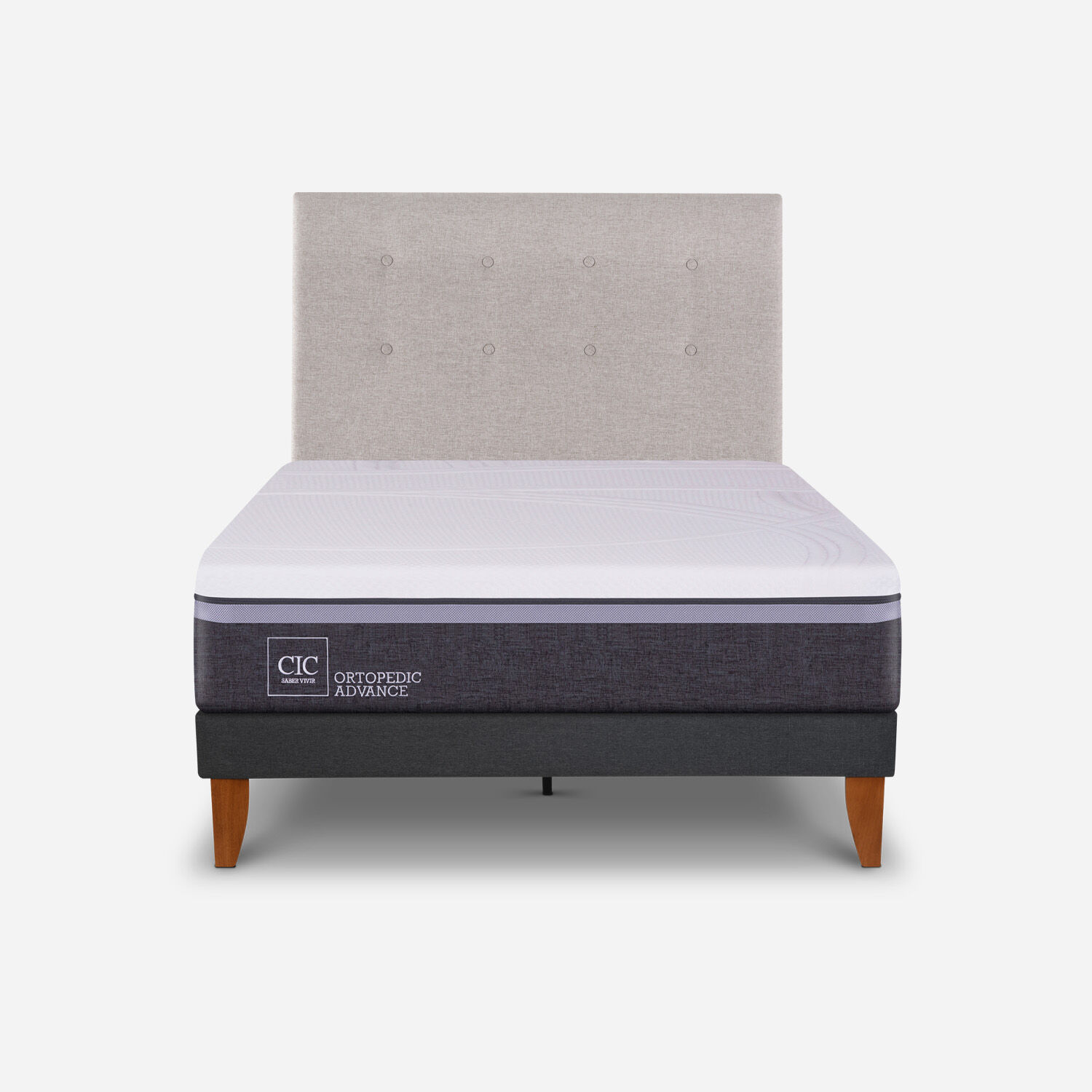 Cama Europea Curve 1,5 Plazas Ortopedic Advance + Respaldo Tigris