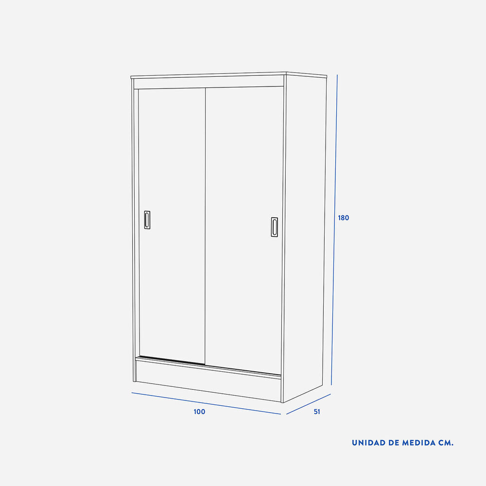 Clóset Caburgua 2 Puertas Corredera Olmo Alpino Blanco CIC