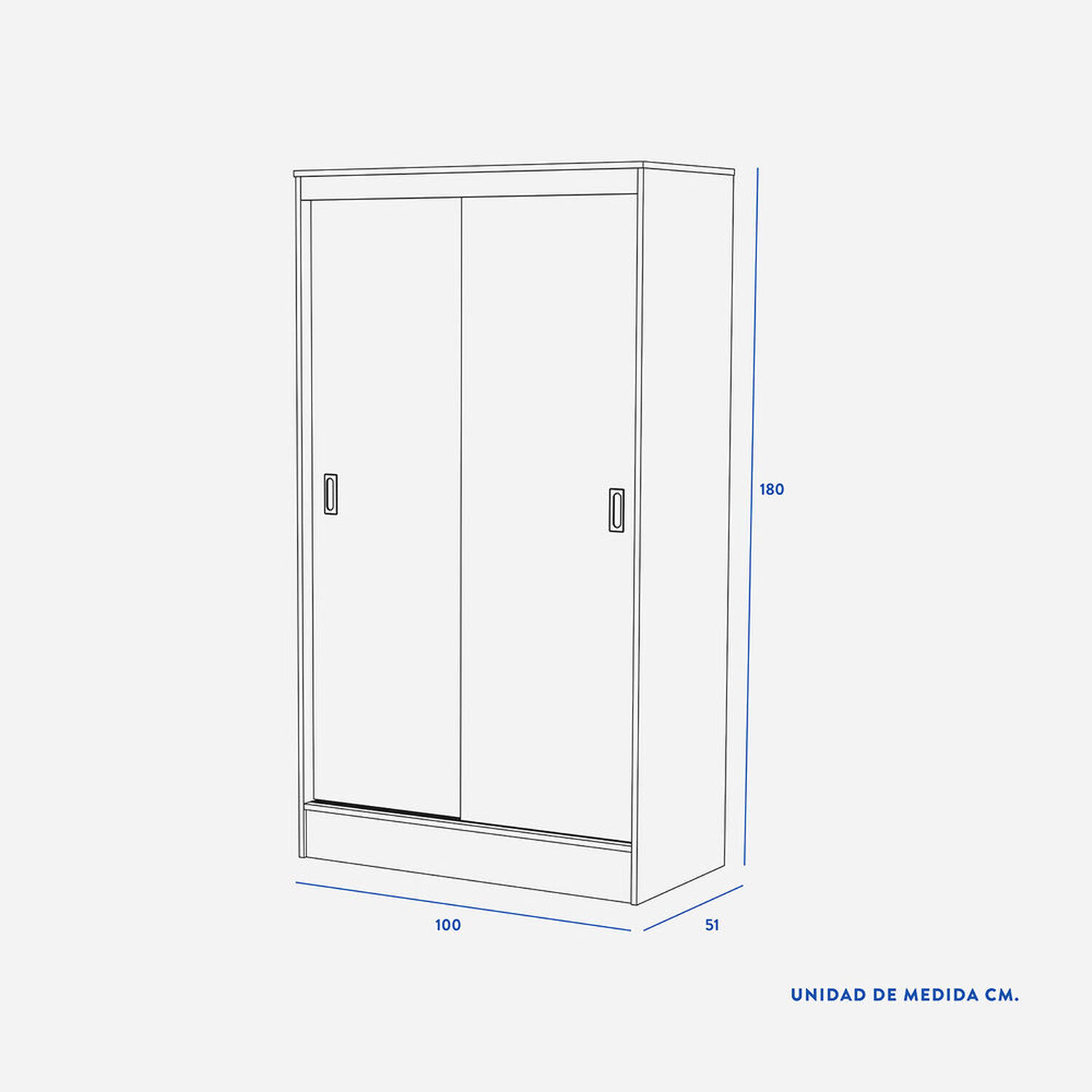 Clóset Caburgua 2 Puertas Corredera Olmo Alpino Blanco