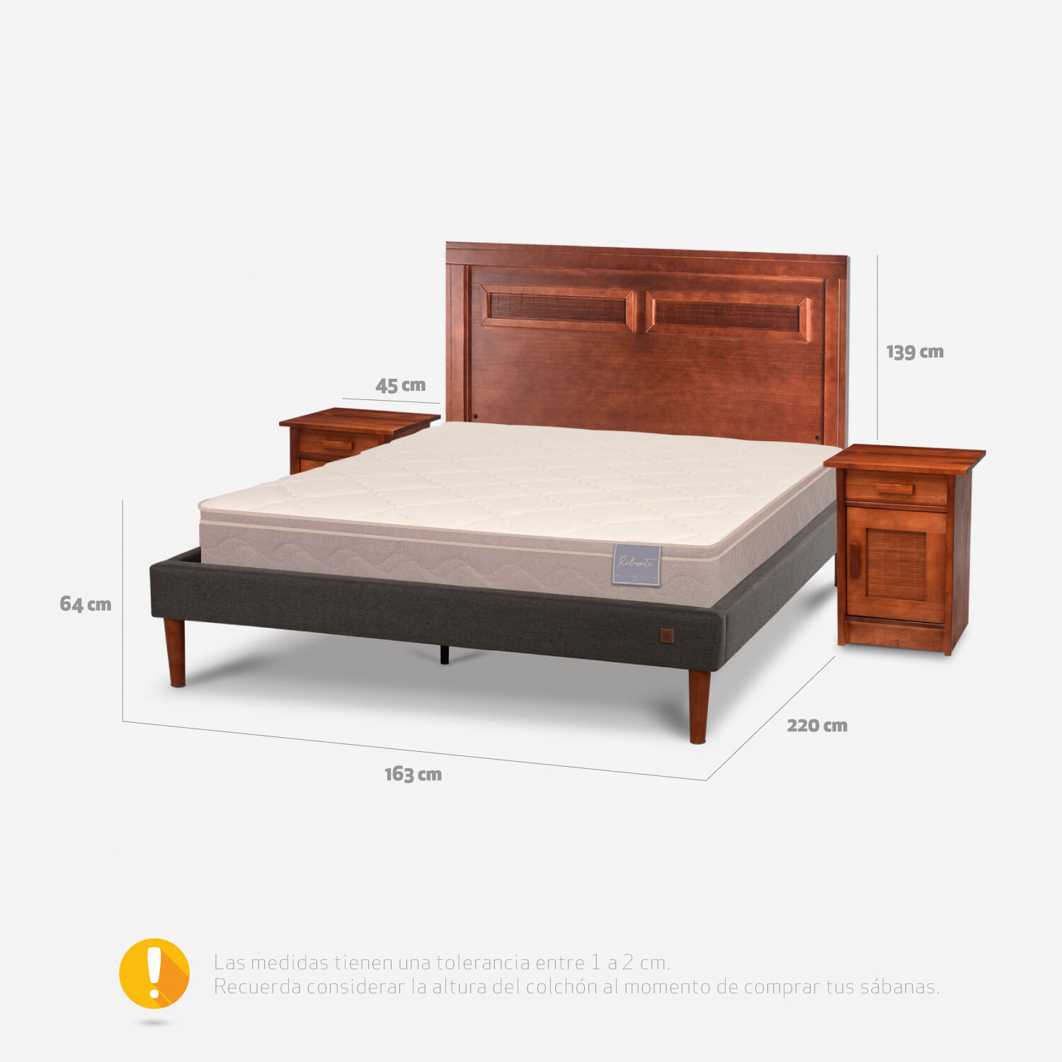 Cama Europea Curve 2 Plazas Rilassati + Set Milán